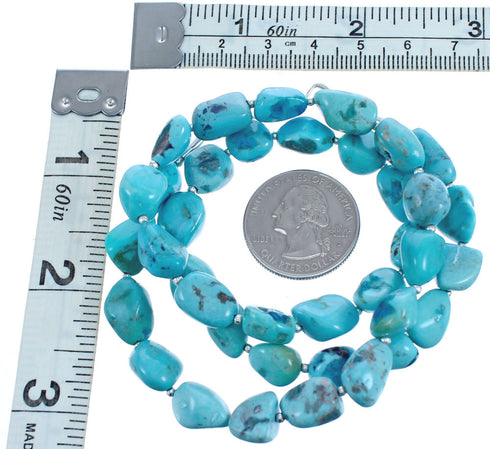 Sterling Silver Kingman Turquoise Bead Necklace KX121098